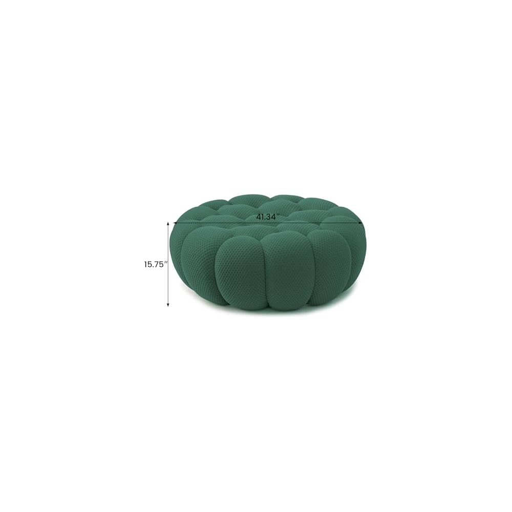 JACH Modern Comfy Ottoman, 41.24'' Bubble Footstool, Upholstered Mesh Fabric Bubble Couch Sofa, 3D Honeycomb Shape Ottoman for Living Room, Office, Apartment, Small Space (Green)