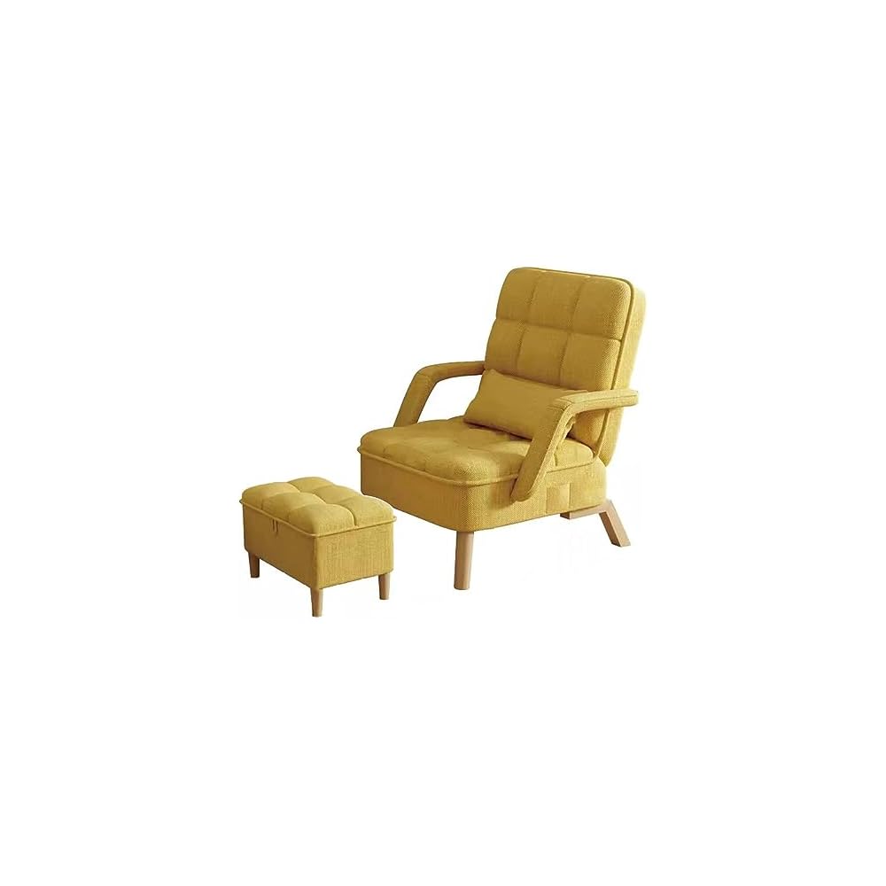 Modern Brown Accent Chair with Soft Cushs & Ottoman Ele Upholstet Wooden Legs for Living Room Comfort & Relaxat