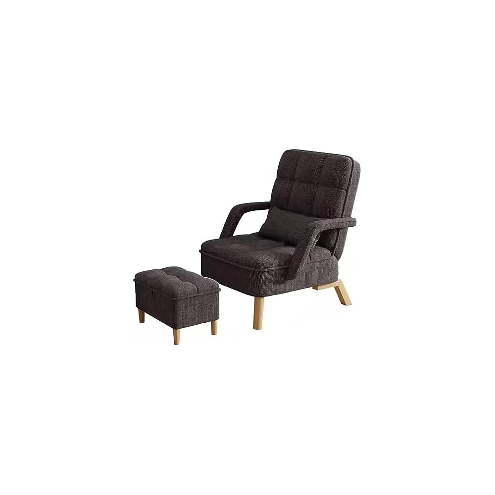 Modern Brown Accent Chair with Soft Cushs & Ottoman Ele Upholstet Wooden Legs for Living Room Comfort & Relaxat
