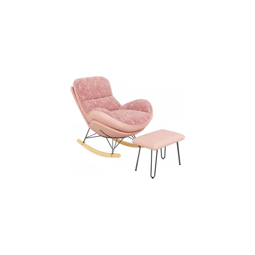 Rocker Glider Chair Rocking Chair with Ottoman Accent Upholstered Chair Modern Living Room Chair Balcony Leisure Chair Adult Sofa Chair with Thick Cushion (Color : Blue)