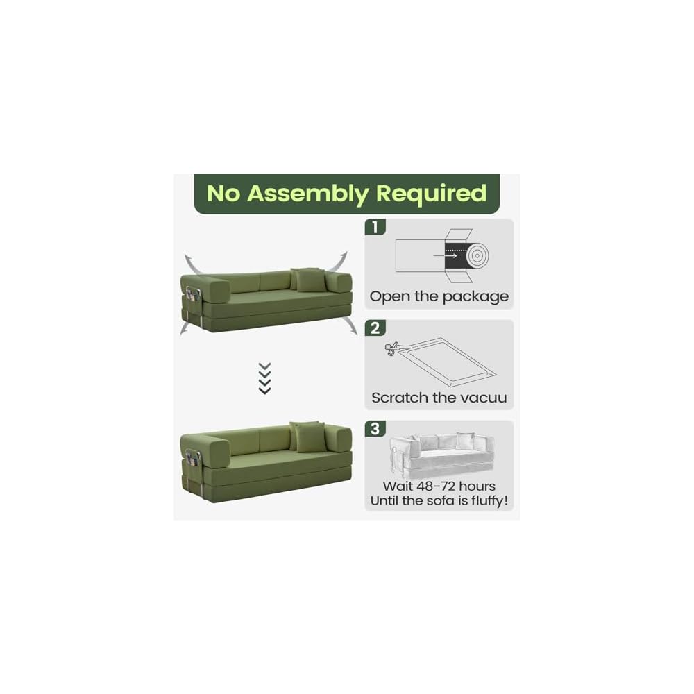 Convertible Sleeper Sofa Bed Corduroy Upholstered Modular Floor Couch Queen/King Size Foldable Futon with futon Memory Foam for Apartment Living Room Bedroom