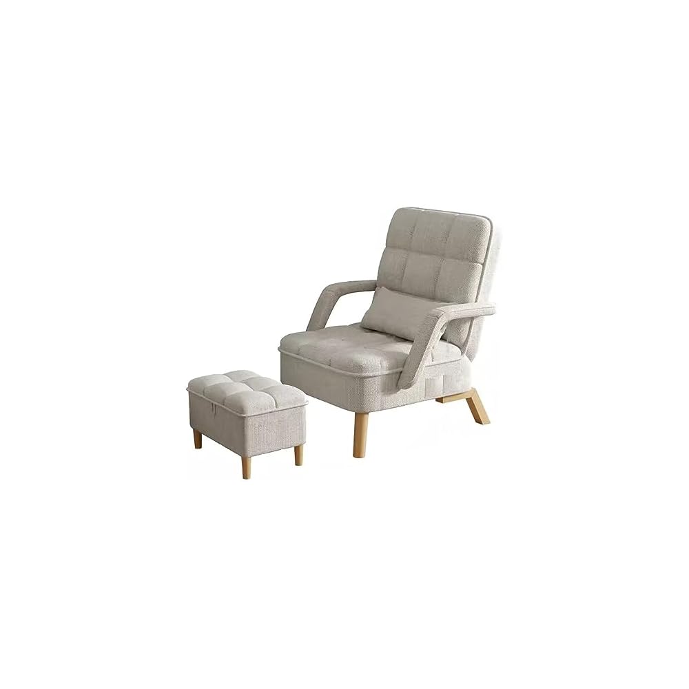 Modern Brown Accent Chair with Soft Cushs & Ottoman Ele Upholstet Wooden Legs for Living Room Comfort & Relaxat