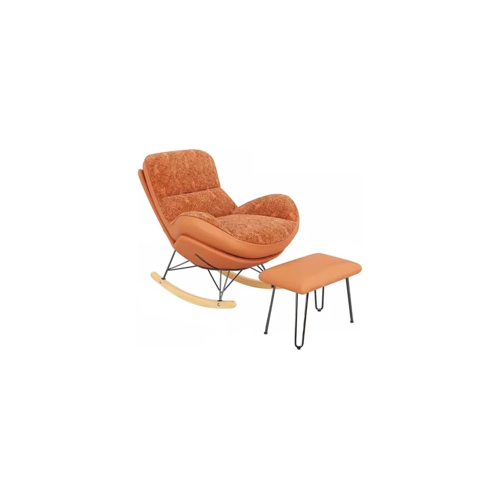 Rocker Glider Chair Rocking Chair with Ottoman Accent Upholstered Chair Modern Living Room Chair Balcony Leisure Chair Adult Sofa Chair with Thick Cushion (Color : Blue)