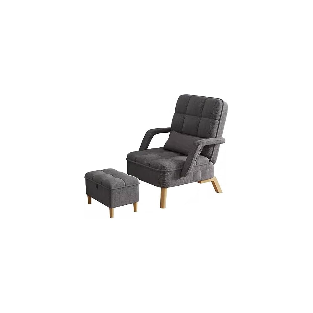 Modern Brown Accent Chair with Soft Cushs & Ottoman Ele Upholstet Wooden Legs for Living Room Comfort & Relaxat
