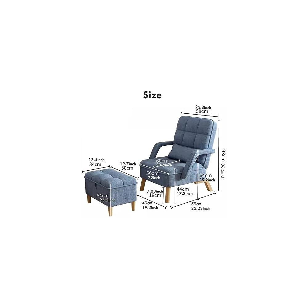 Modern Brown Accent Chair with Soft Cushs & Ottoman Ele Upholstet Wooden Legs for Living Room Comfort & Relaxat