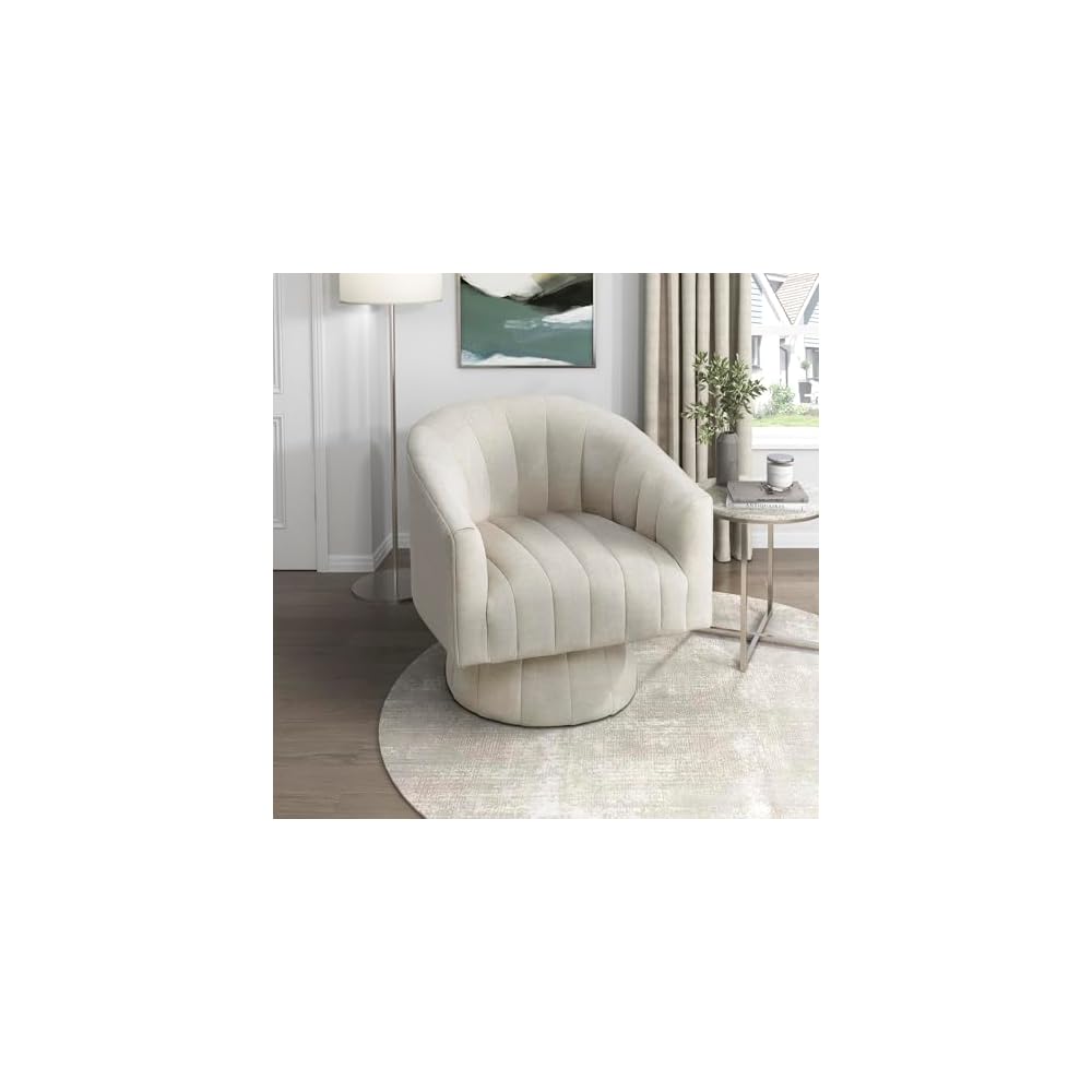 Lexicon Velvet Upholstered Swivel Accent Chair, Channel Stitched, Dark Teal