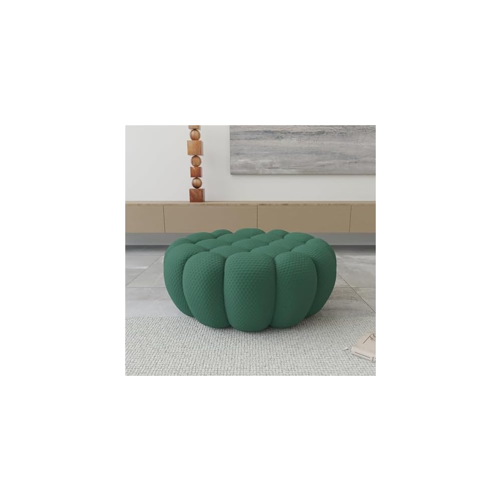 JACH Modern Comfy Ottoman, 41.24'' Bubble Footstool, Upholstered Mesh Fabric Bubble Couch Sofa, 3D Honeycomb Shape Ottoman for Living Room, Office, Apartment, Small Space (Green)