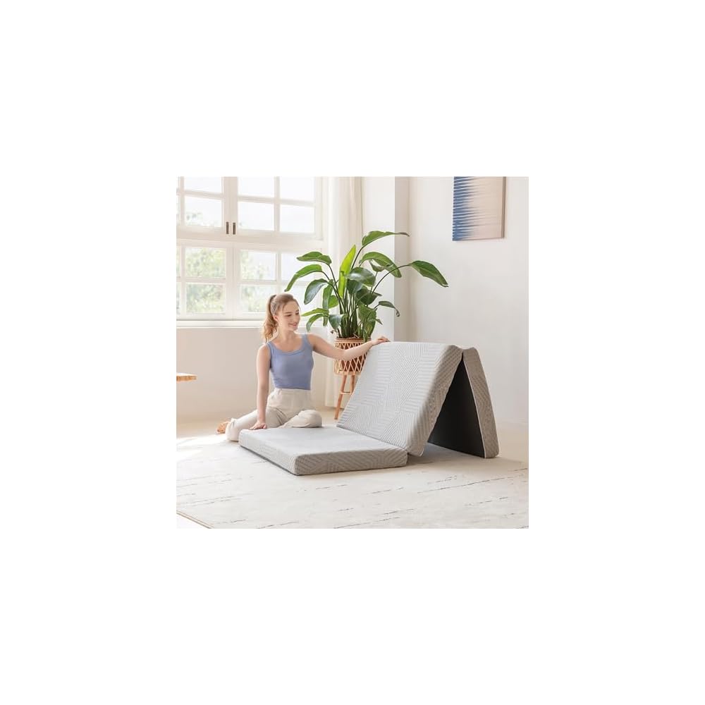 MLILY Single Trifold Mattress, 4 Inch Foldable Gel Memory Foam Mattress