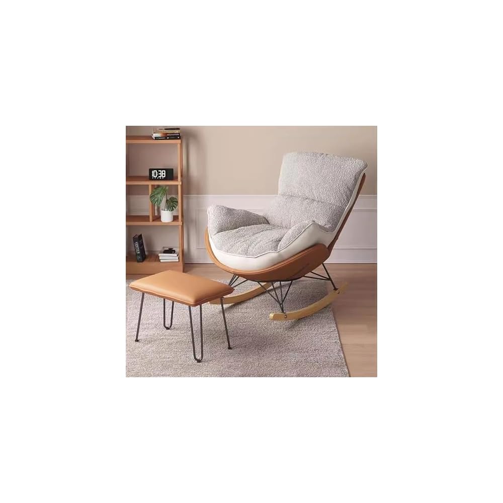 Rocker Glider Chair Rocking Chair with Ottoman Accent Upholstered Chair Modern Living Room Chair Balcony Leisure Chair Adult Sofa Chair with Thick Cushion (Color : Blue)