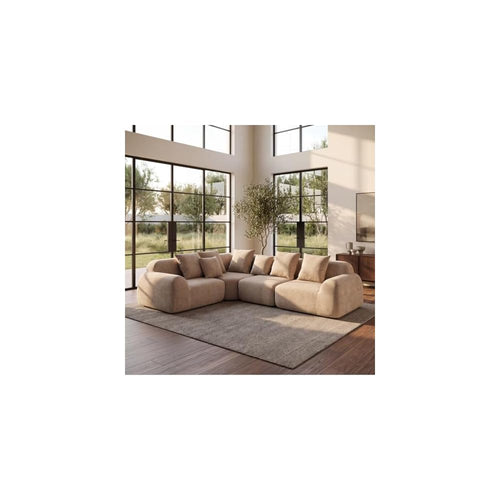 118-Inch Oversized Cloud Sectional Sofa, Velvet Boneless L-Shaped Couch with Curved Chaise, Compression Memory Foam Modular Sofa, No Assembly for Living Room