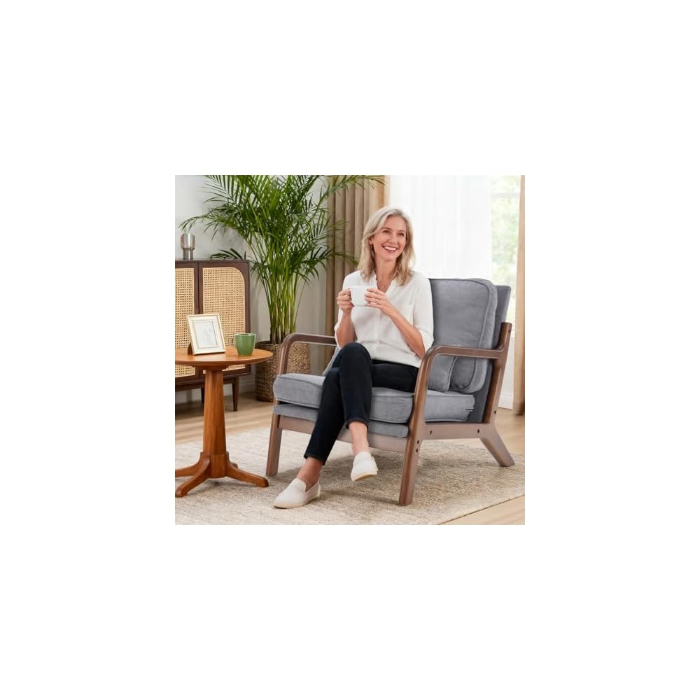 DUMOS Mid Century Modern Accent Chair, 16'' Seat Height Cozy Lounge Chair