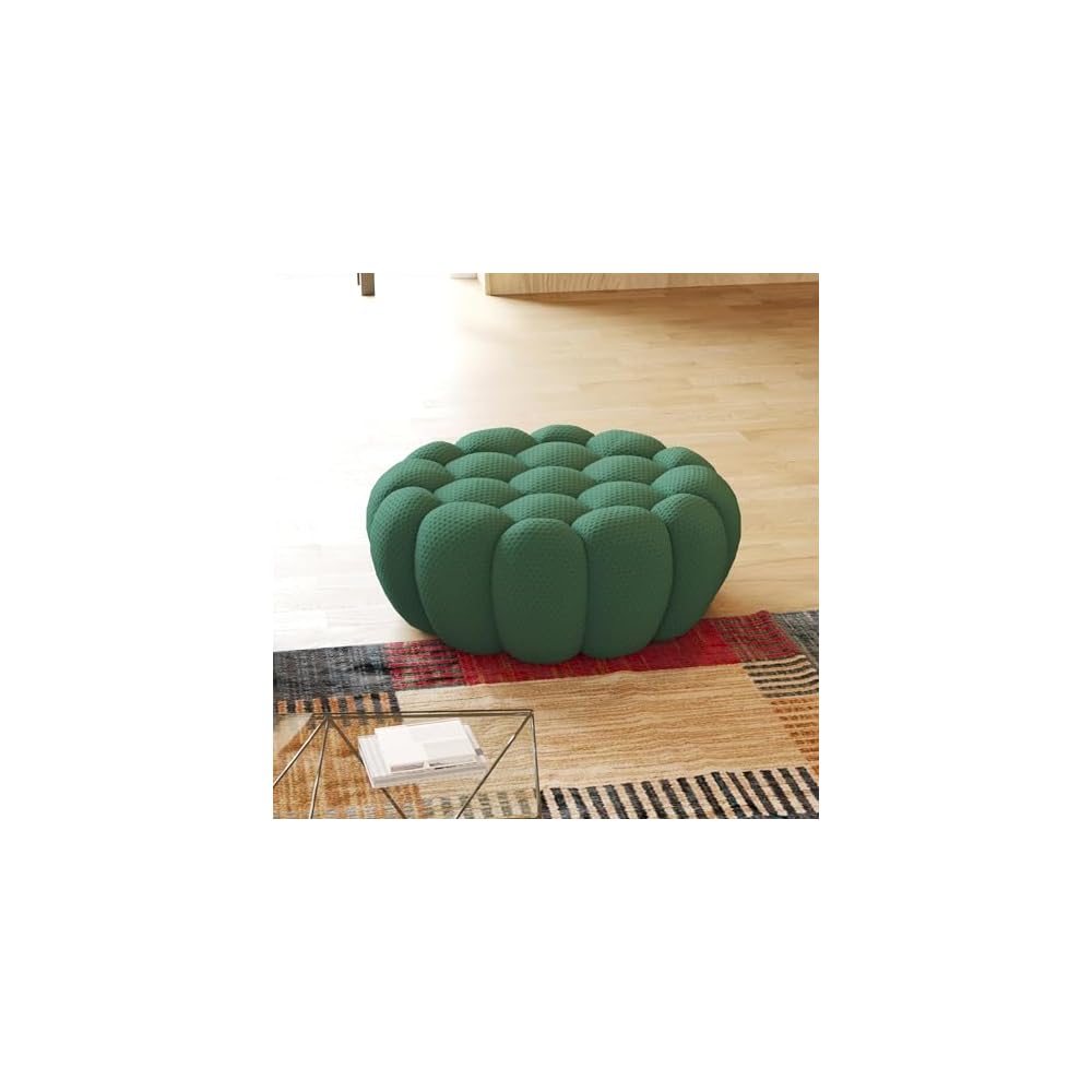 JACH Modern Comfy Ottoman, 41.24'' Bubble Footstool, Upholstered Mesh Fabric Bubble Couch Sofa, 3D Honeycomb Shape Ottoman for Living Room, Office, Apartment, Small Space (Green)