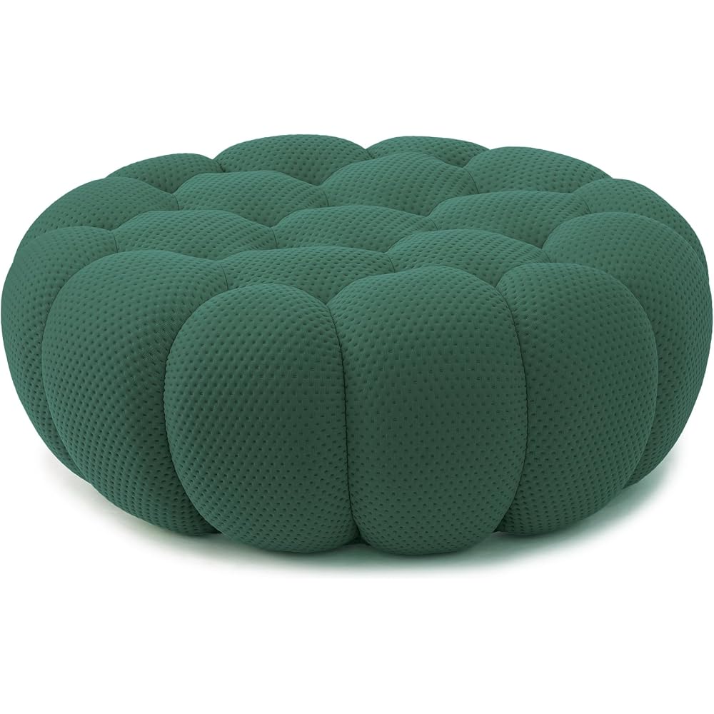 JACH Modern Comfy Ottoman, 41.24'' Bubble Footstool, Upholstered Mesh Fabric Bubble Couch Sofa, 3D Honeycomb Shape Ottoman for Living Room, Office, Apartment, Small Space (Green)