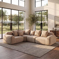 118-Inch Oversized Cloud Sectional Sofa, Velvet Boneless L-Shaped Couch with Curved Chaise, Compression Memory Foam Modular Sofa, No Assembly for Living Room