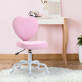 Cute Pink Heart-Shaped Rolling Office Chair - Height Adjustable, 5 Nylon Casters, Comfortable Padded Seat for Home or Dorm Room