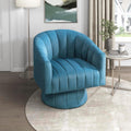 Lexicon Velvet Upholstered Swivel Accent Chair, Channel Stitched, Dark Teal