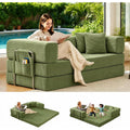Convertible Sleeper Sofa Bed Corduroy Upholstered Modular Floor Couch Queen/King Size Foldable Futon with futon Memory Foam for Apartment Living Room Bedroom